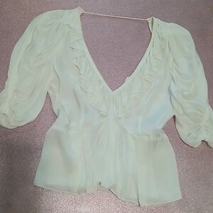 Sandro Paris Cream Ruffle Blouse Sz 1